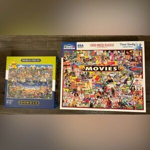 BUNDLE of 1000pc PUZZLES- “MOVIES” and “WORLD PIECES”
